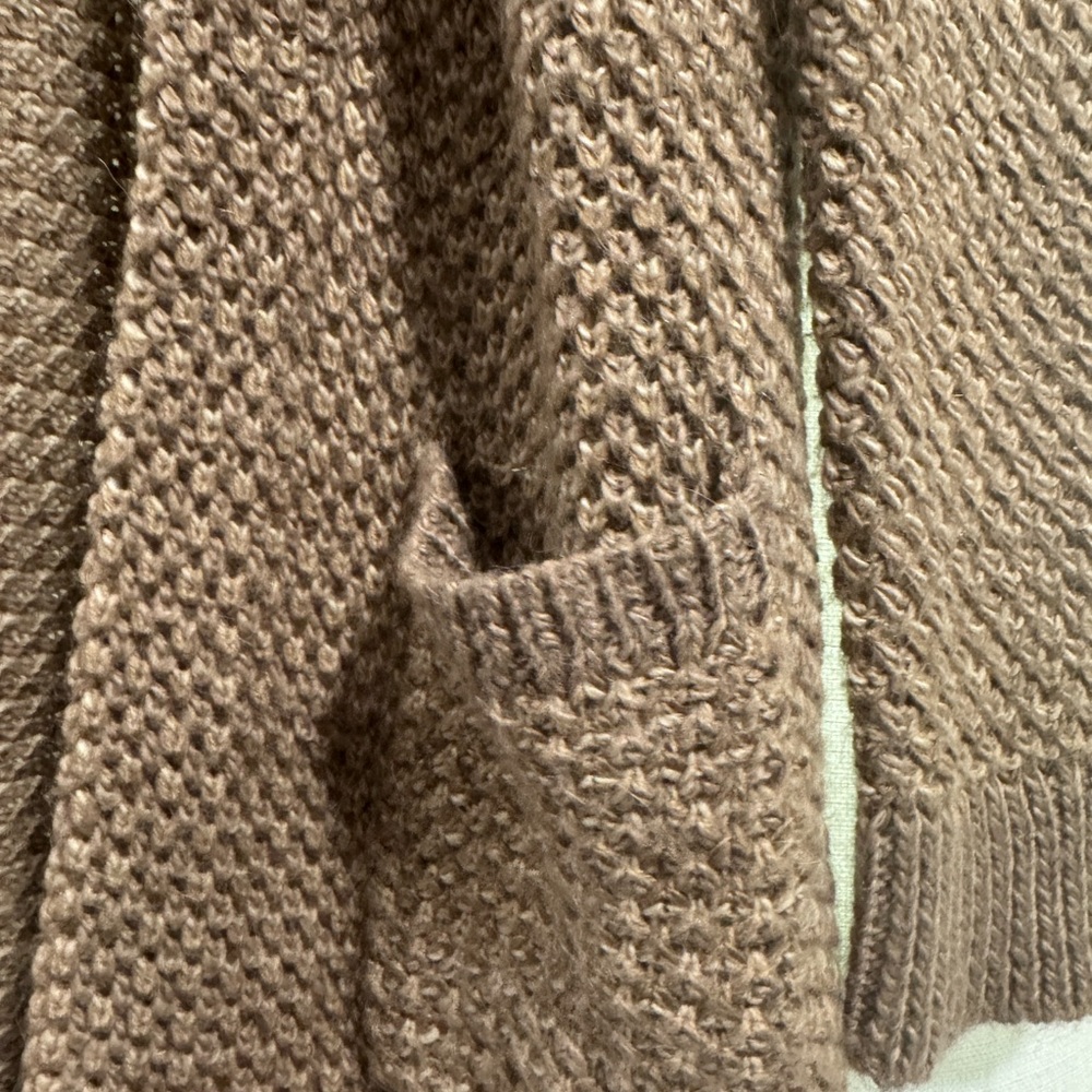 Lauren Ralph Lauren Petite Brown Waffle Knit Wool Blend Cardigan Sweater PM - Picture 5 of 7